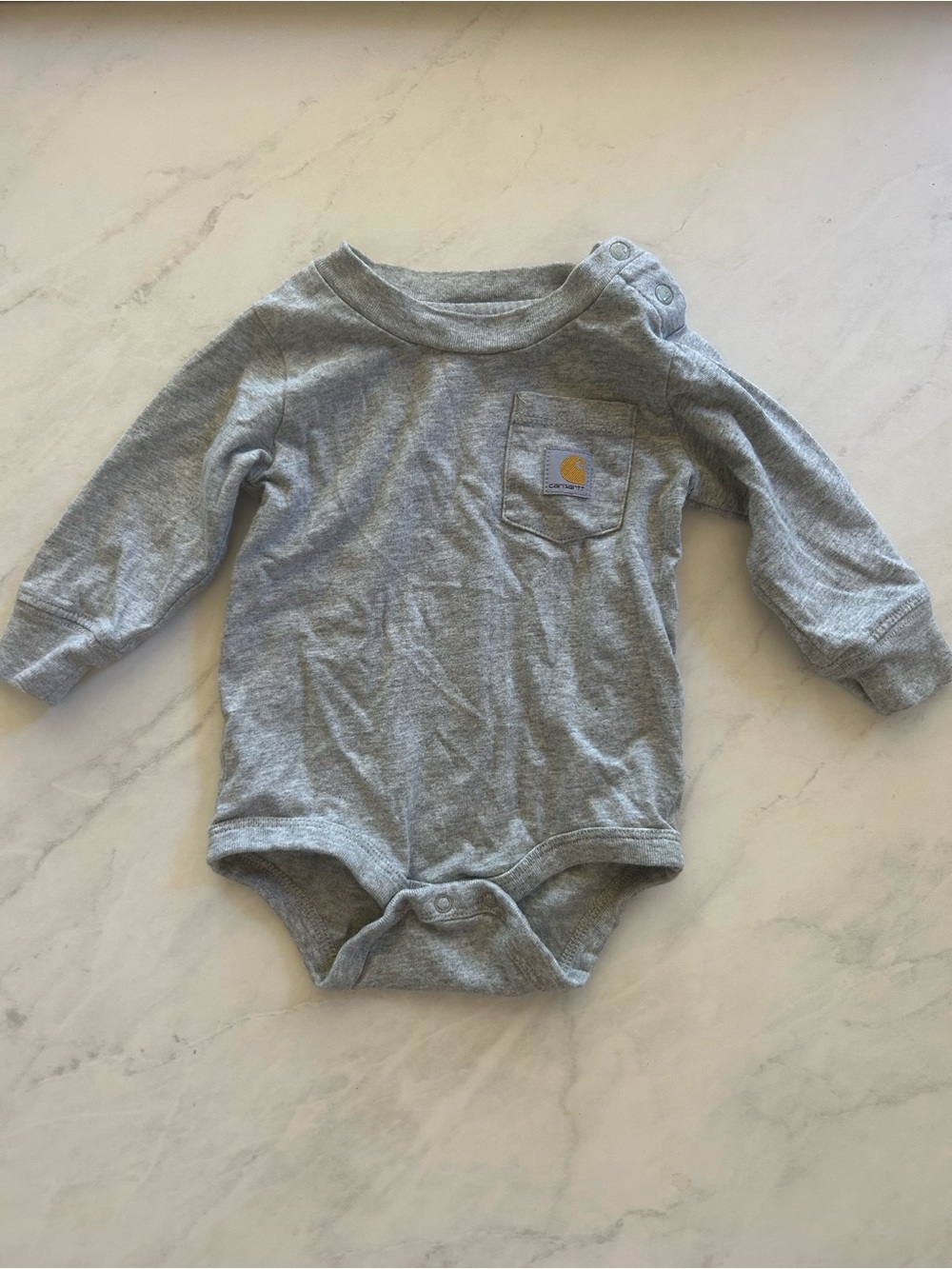 Carhartt Heather Gray Long-Sleeve Baby Bodysuit